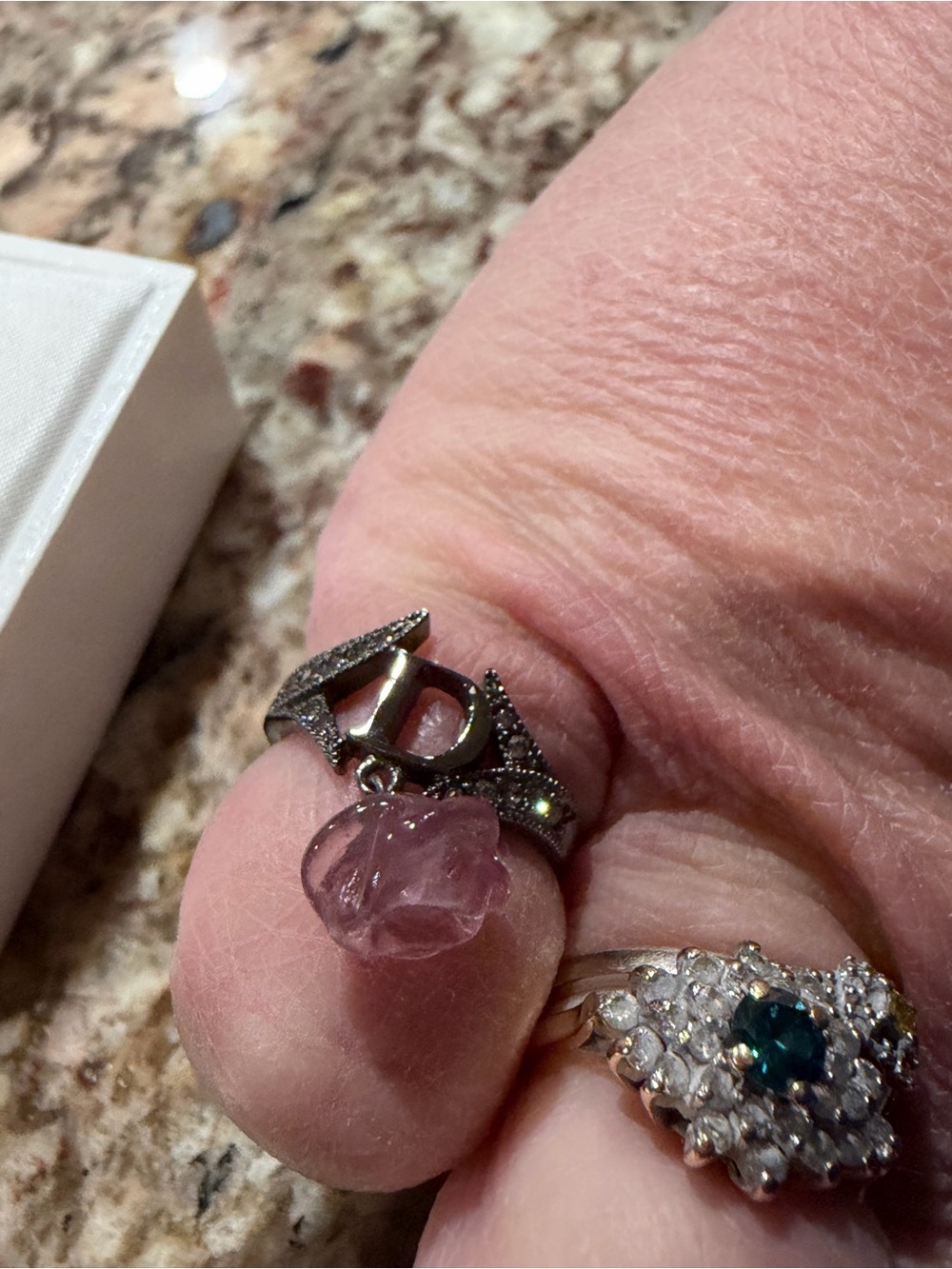 Dior Rose Quartz Vintage Costume Ring - Picture 7 of 8